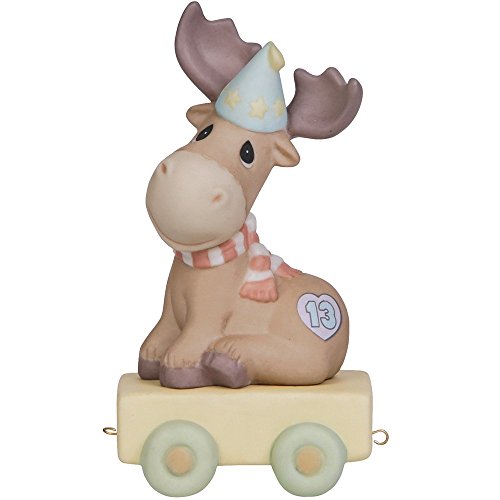 Precious Moments Birthday Train Age 13, “You Mean The Moose to Me”, 142033 Porcelain Figurine - Royal Gift