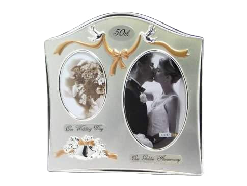 50TH Anniversary Picture Frame 9" X 9" (Then & Now) - Royal Gift