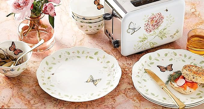 Lenox Butterfly Meadow Vines 4-Piece Dinner Plate Set Porcelain