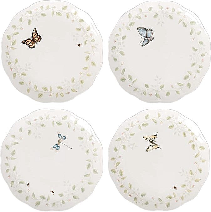 Lenox Butterfly Meadow Vines 4-Piece Dinner Plate Set Porcelain