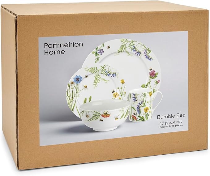 Bumble bee 16 piece dish set with floral design service for 4 made by Portmeirion Home