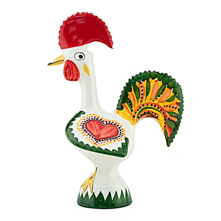 Good Luck Rooster 9.5" Ceramic Figurine Hand Made & Painted in Portugal