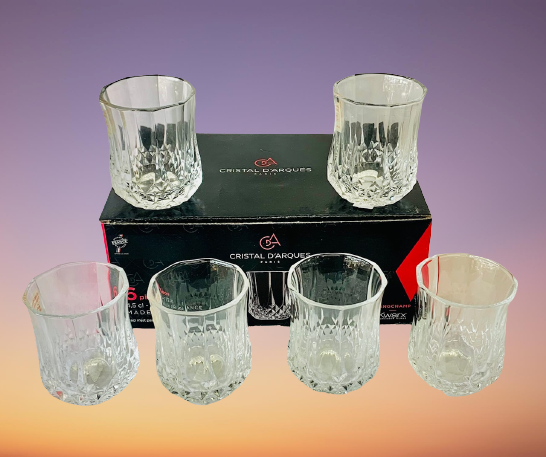 Shot 6 Glasses Longchamp By Eclat Cristal D'Arques 1.5-Ounce Crystal Made in France