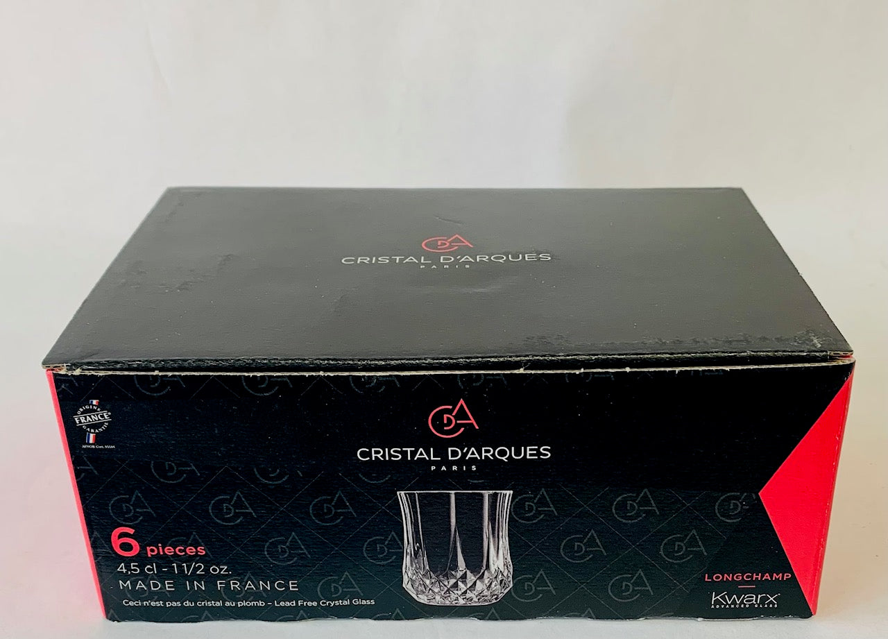 Shot 6 Glasses Longchamp By Eclat Cristal D'Arques 1.5-Ounce Crystal Made in France