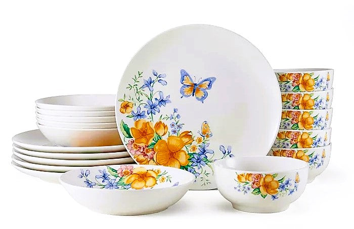 Dinnerware 18 Piece set Service for 6, Anna Butterfly collection by Mikasa Studio Nova