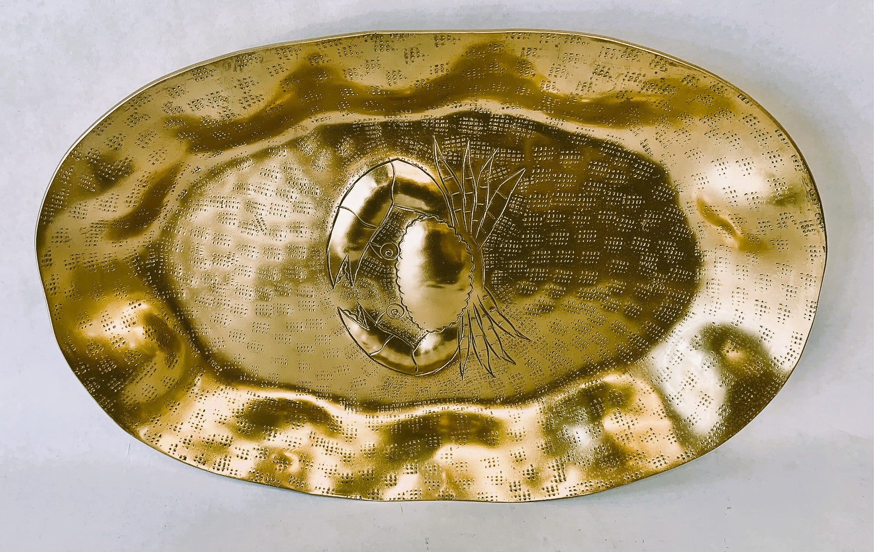 Brass Crab Platter Oval 16" X 10.5"