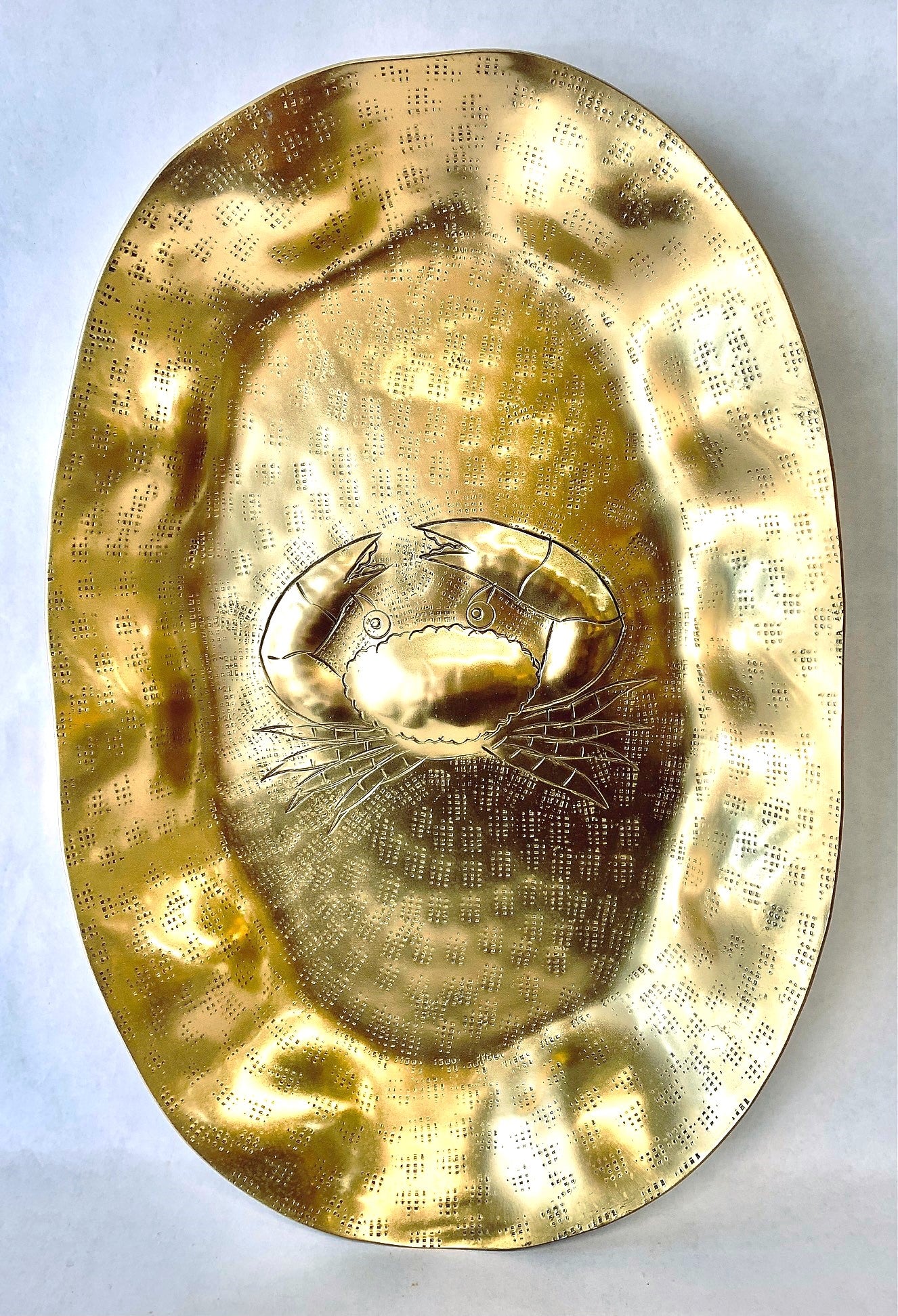 Brass Crab Platter Oval 16" X 10.5"