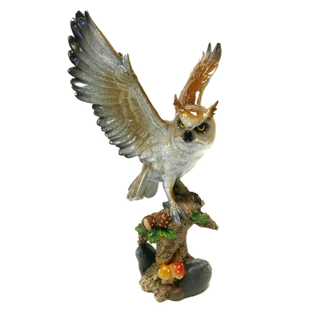 Owl open wings 13.5"high X 5.5"deep X 9"wide Porcelain