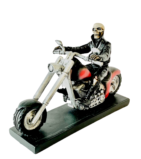 Skeleton Biker Statue 9" On Motorcycle