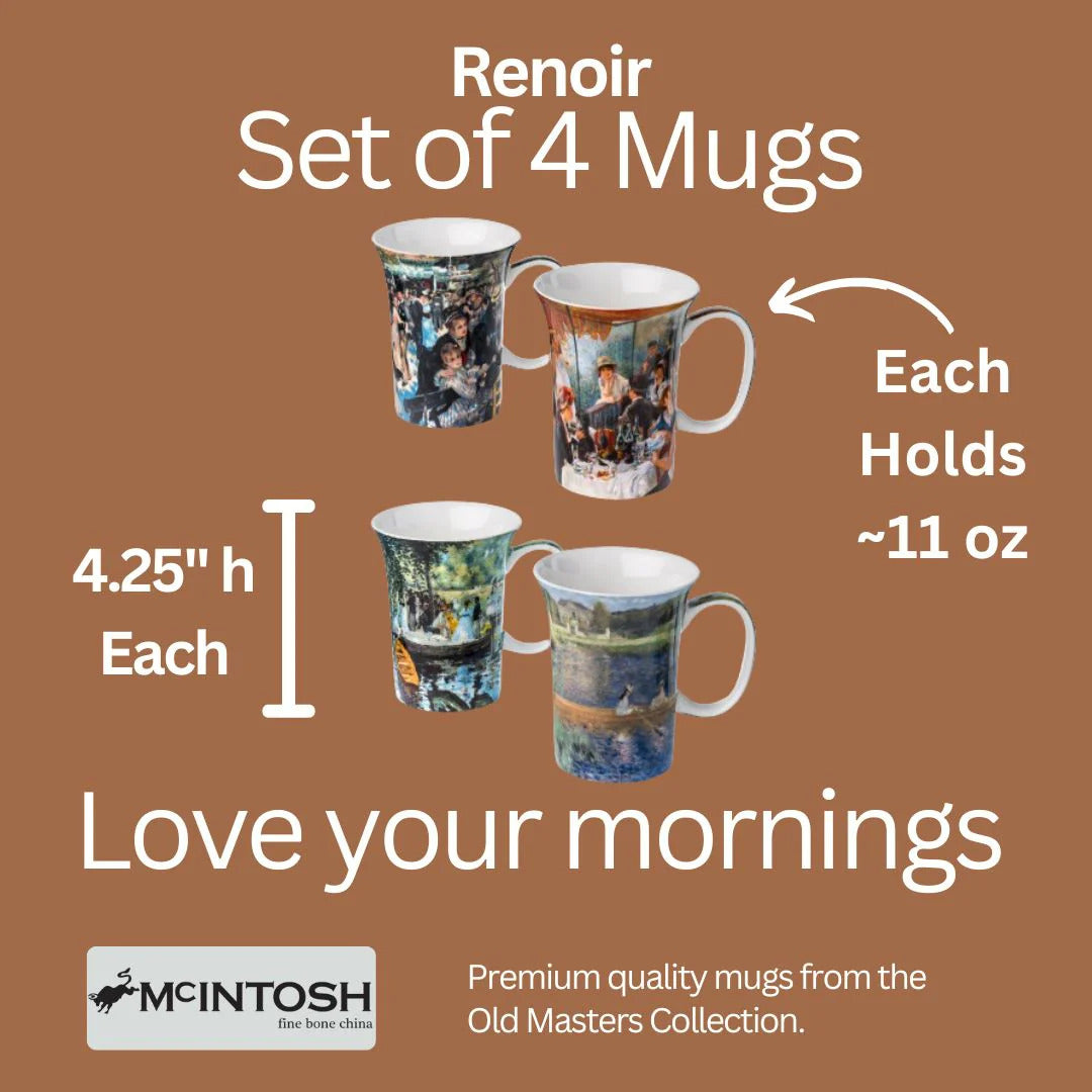 Renoir 4 Mugs, with Gift Box Multicolors McIntosh Classics