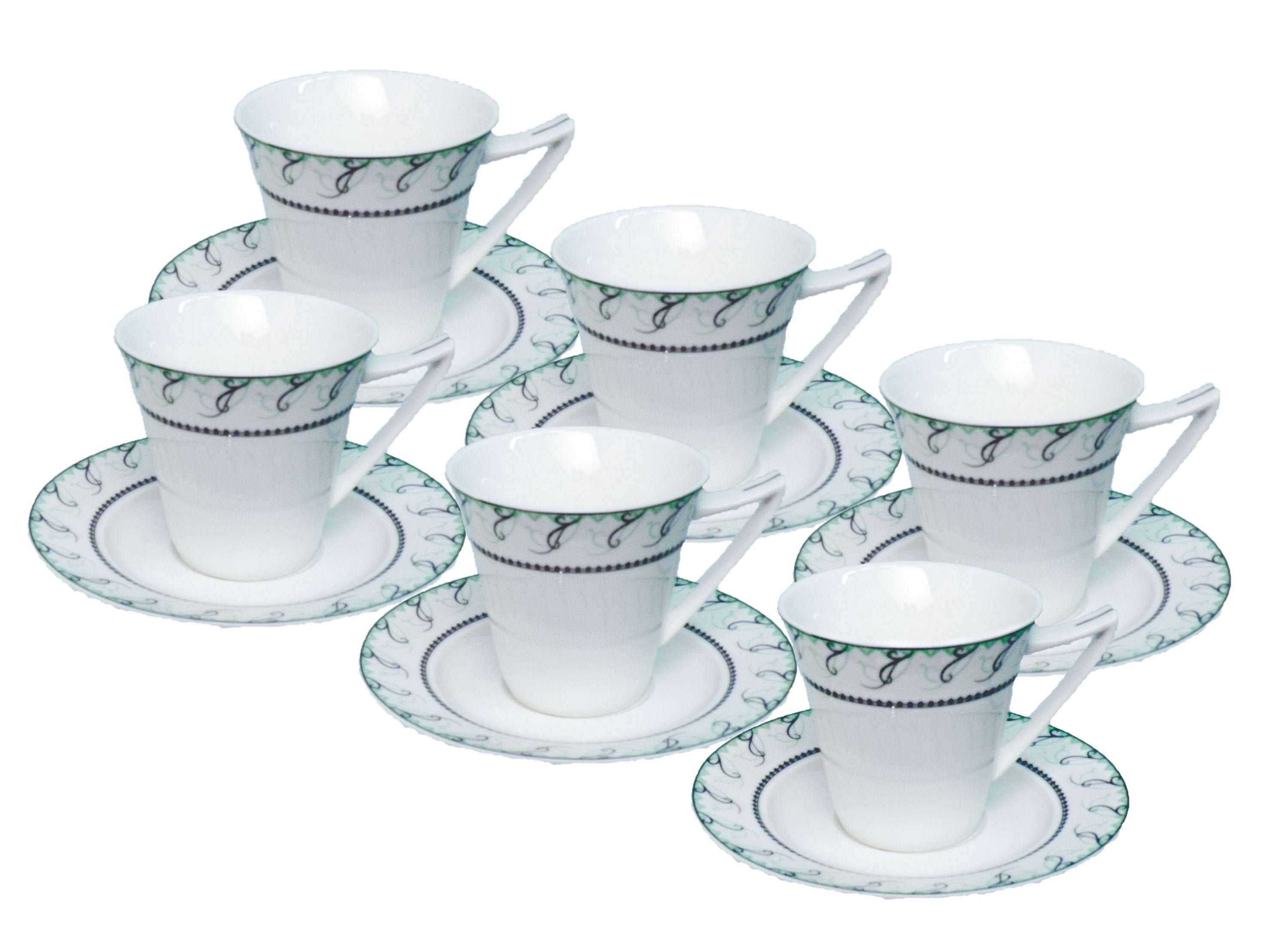Espresso 12-Cups and 12-Saucers Bone China Set Maria - Royal Gift