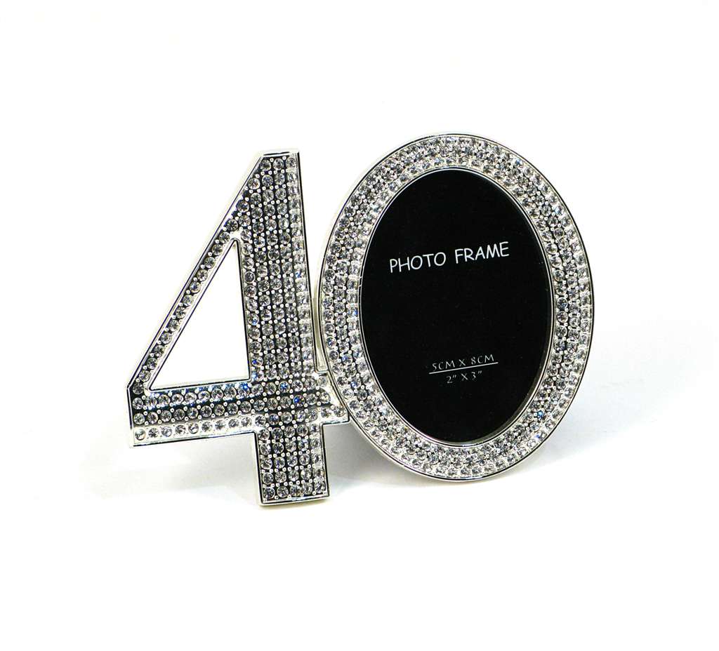 40 Picture Frame with Rhinestone Crystals Great for Birthday or Anniversary Gift.