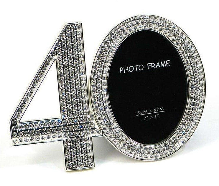 40 Picture Frame with Rhinestone Crystals Great for Birthday or Anniversary Gift.
