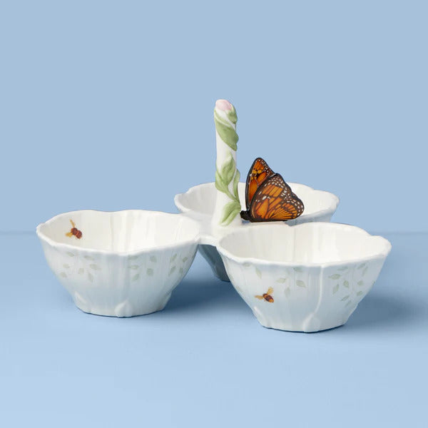 Lenox Butterfly Meadow 3 Section Server 24cm X 24cm X 14cm high