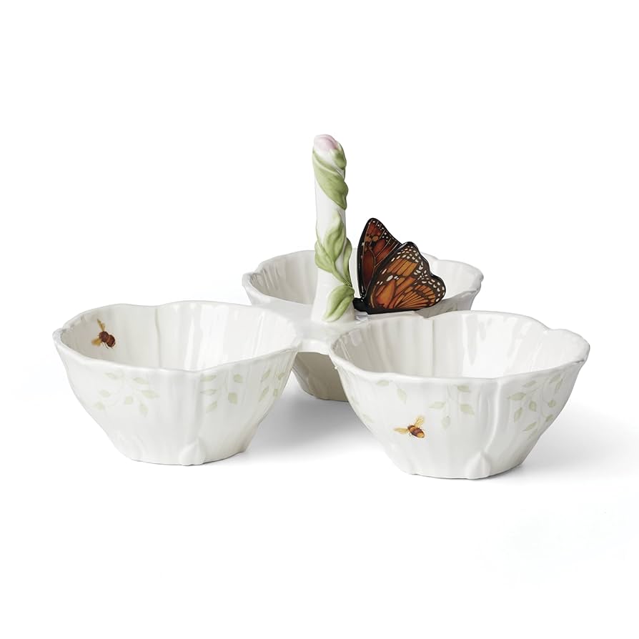 Lenox Butterfly Meadow 3 Section Server 24cm X 24cm X 14cm high