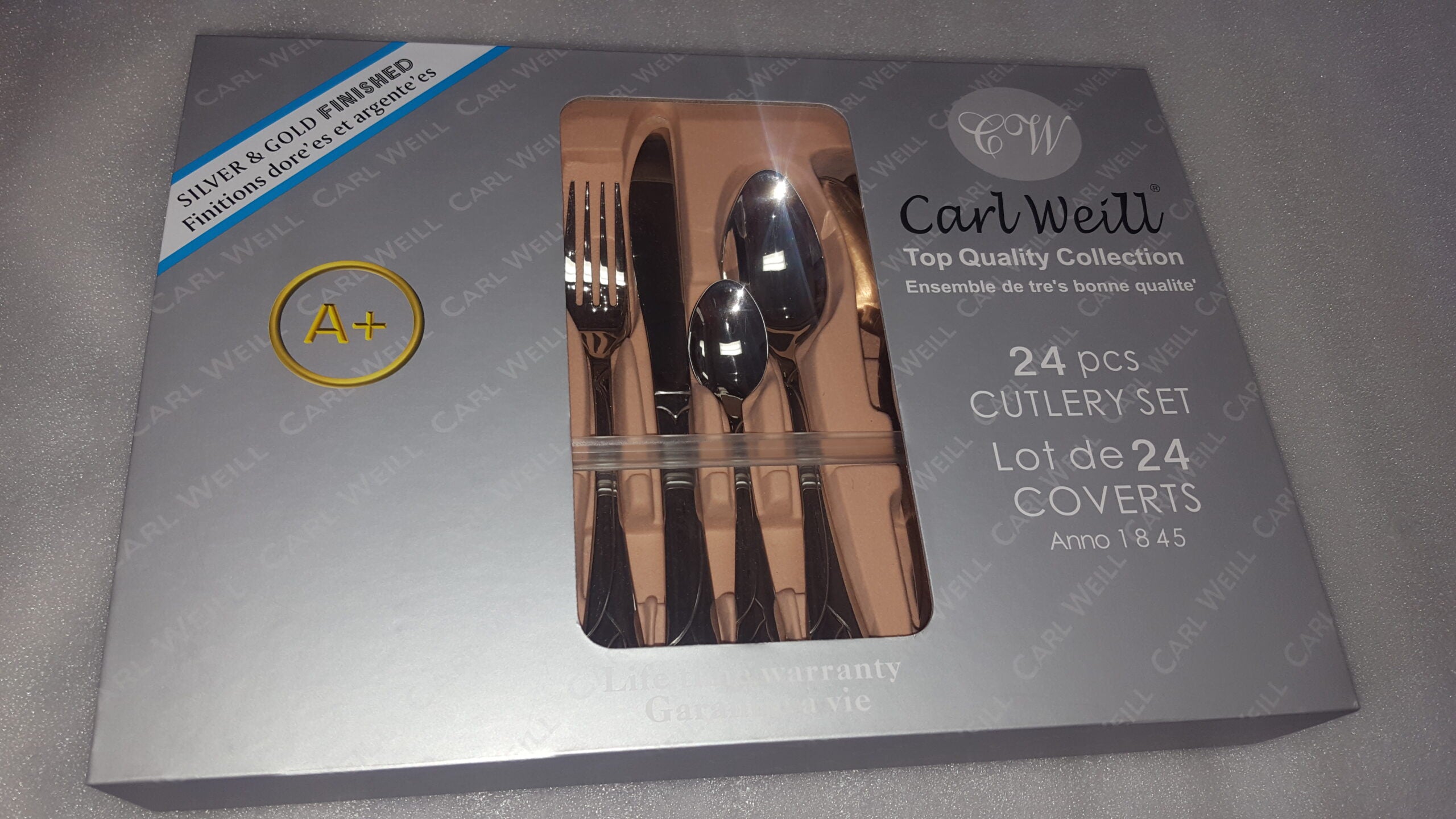 Flatware 24 Piece Set 18/10 Stainless Steel Tulip Gold from Carl Weill, Service for 6 people