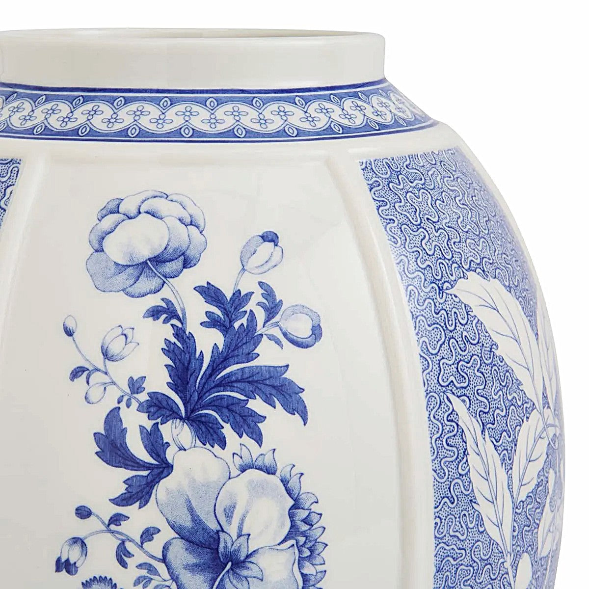 Spode Blue Italian British Flowers Vase 10"tall Panels