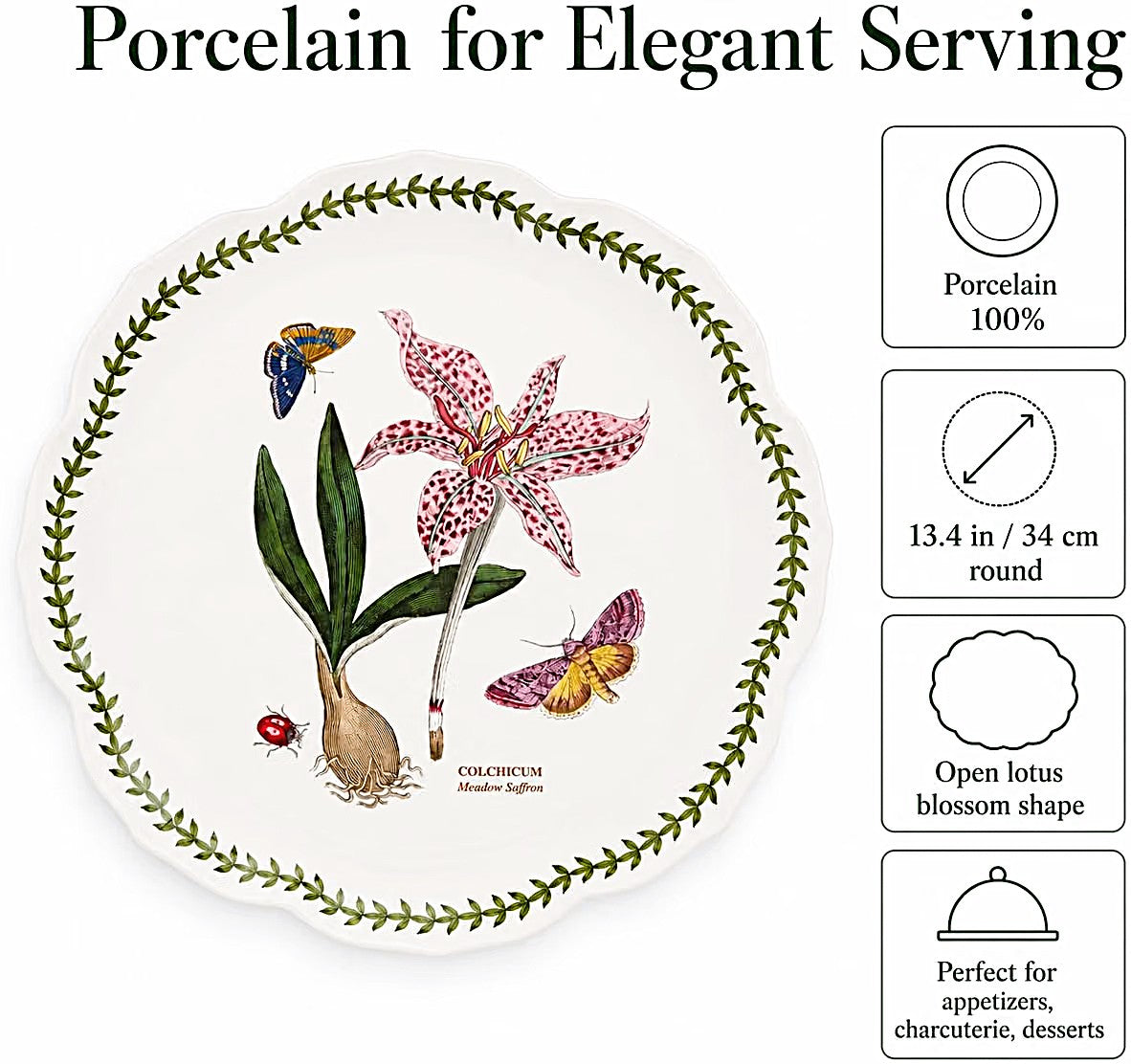 Botanic Garden Lotus Blossom Platter 13.5"round by Portmeirion
