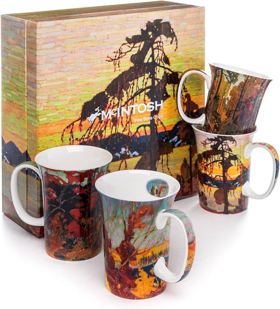 Tom Thomson 4 Mugs bone china McIntosh Classics