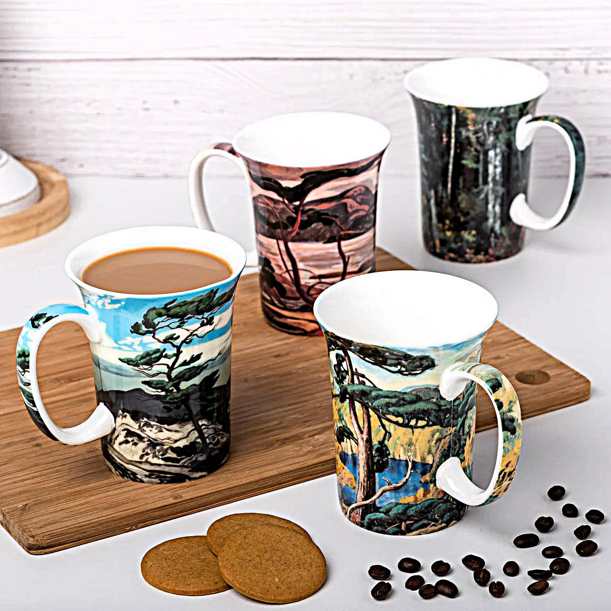 Group of Seven 4 Mugs, bone china from the McIntosh collection