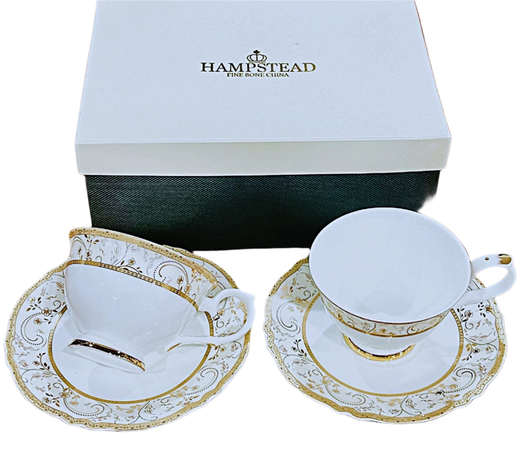 Teacup & Saucer Set of 2 Fine bone china Paris Gold collection