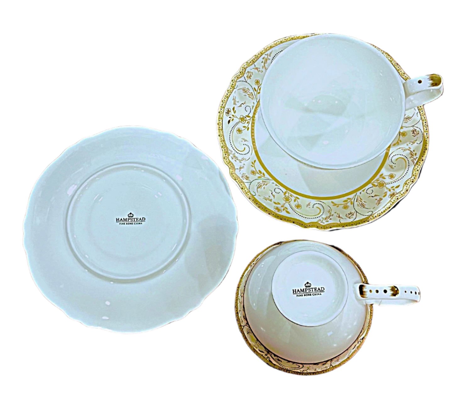 Teacup & Saucer Set of 2 Fine bone china Paris Gold collection