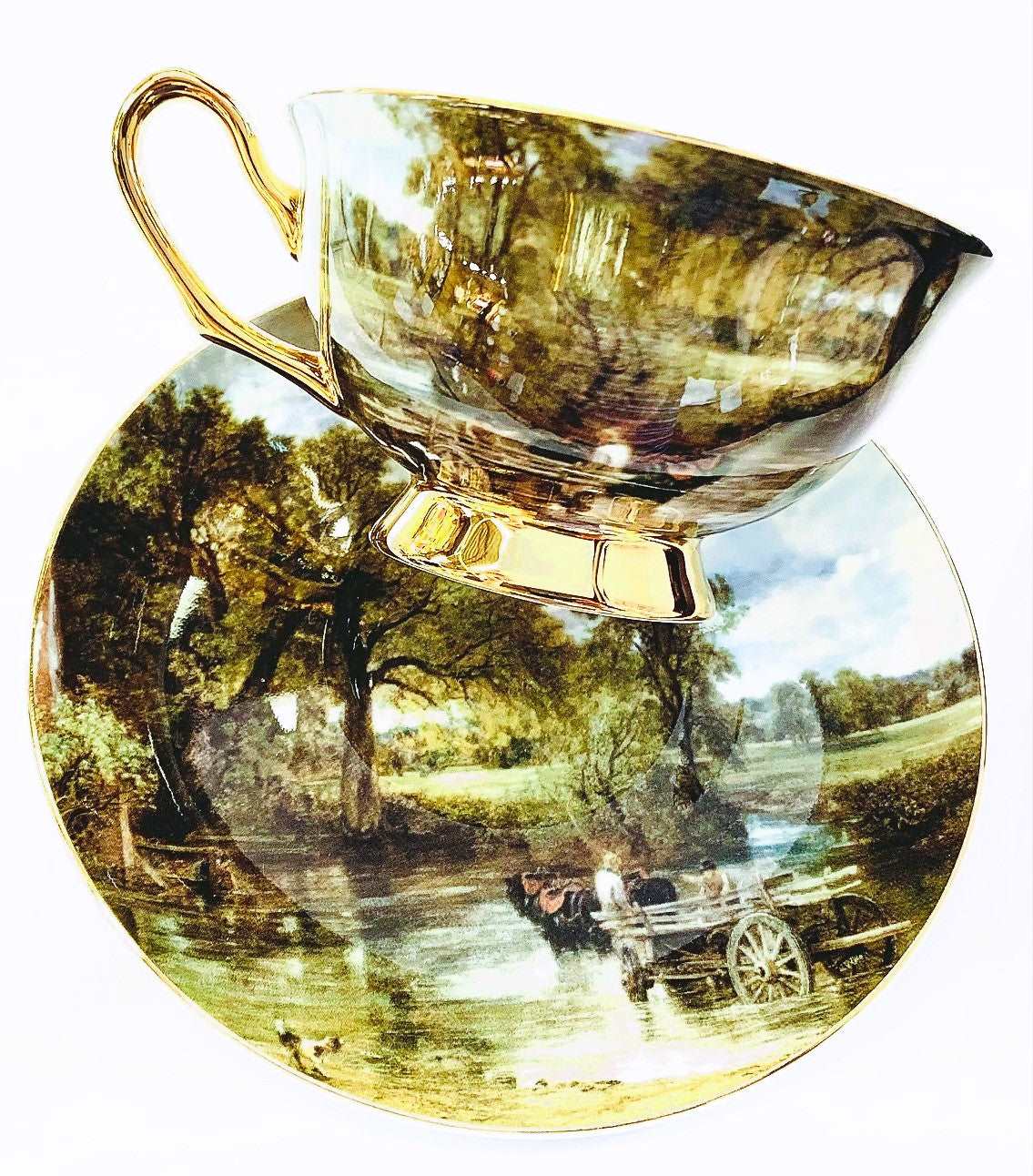 18th Century Teacup & Saucer Bone China The HAY WAIN Art by John Constable.