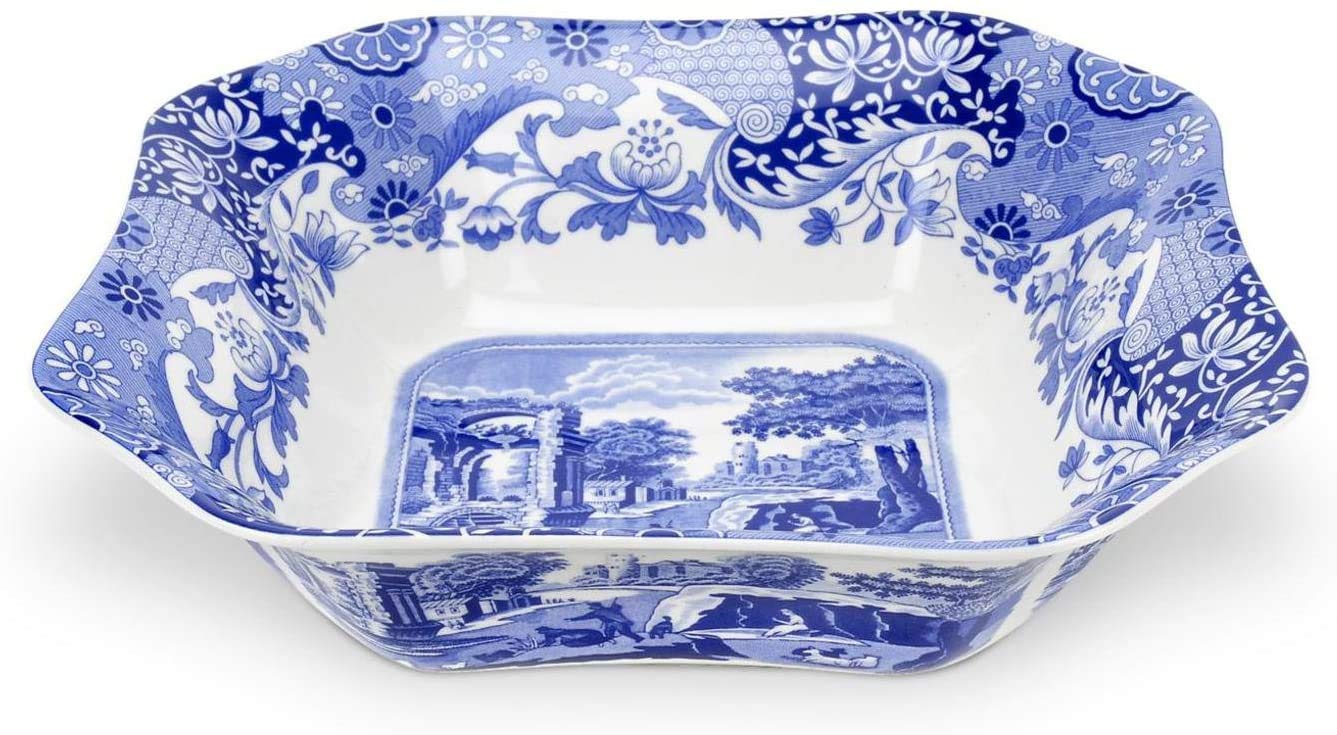 Spode Blue Italian Bowl Square 9.25"=23.5cm Porcelain