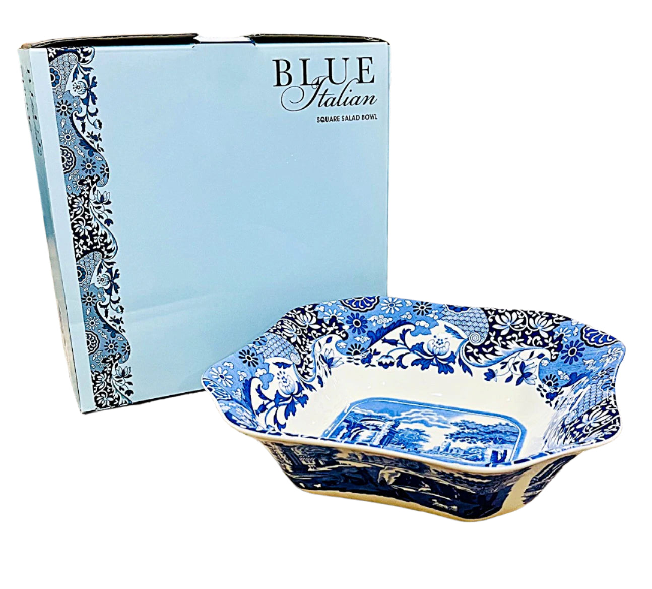 Spode Blue Italian Bowl Square 9.25"=23.5cm Porcelain