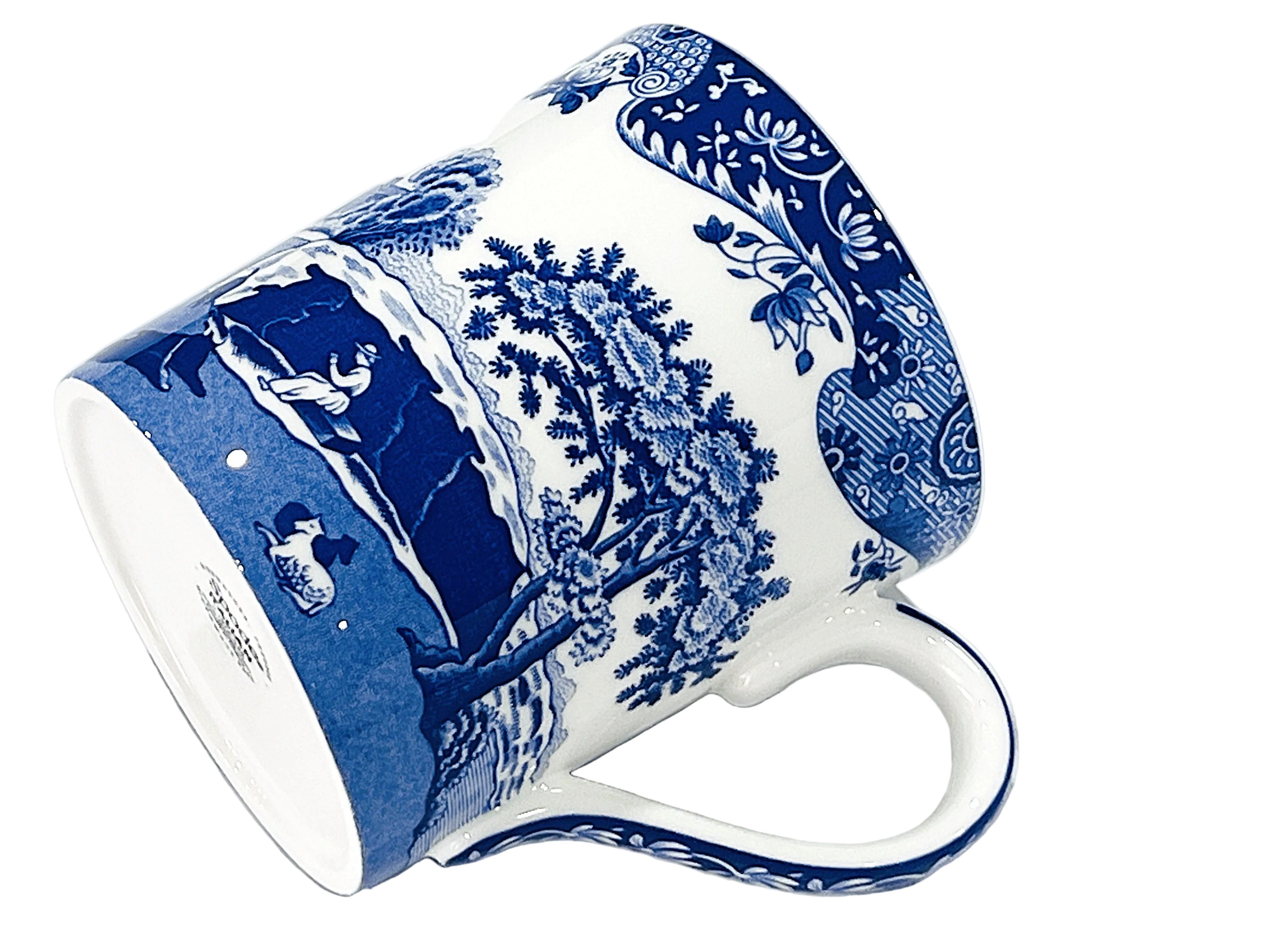 Blue Italian Porcelain patterned mug on a white background