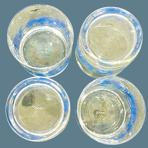 Spode Blue Italian Double Old Fashioned Glasses, Set of 4, Tumblers 14-Ounce Capacity