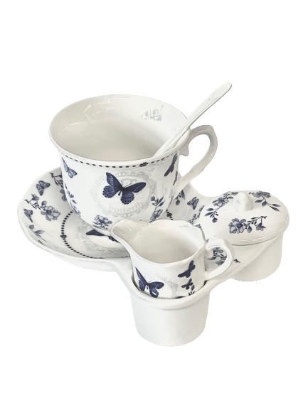 TEA 4 ONE Set Floral Blue Porcelain
