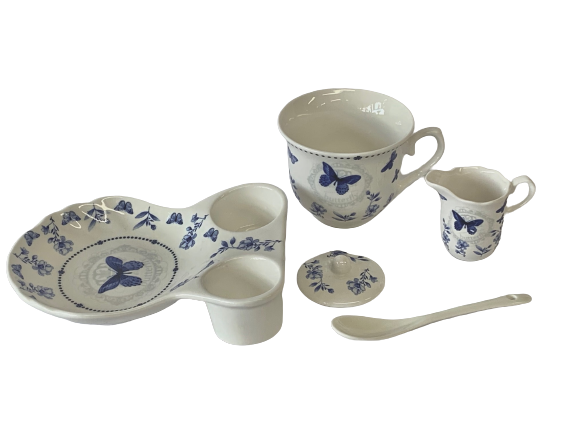 TEA 4 ONE Set Floral Blue Porcelain