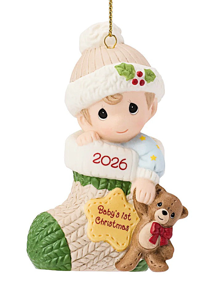 Precious Moments 2026 Baby 1st Christmas Boy Ornament porcelain 261006