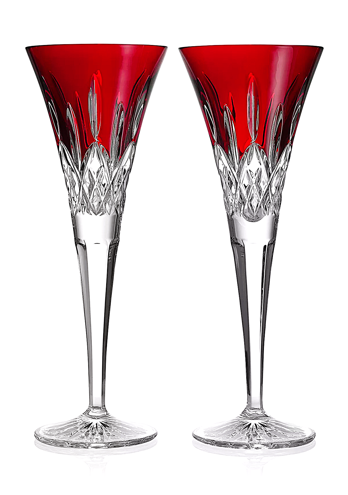Waterford Lismore Red Toasting Flutes Pair