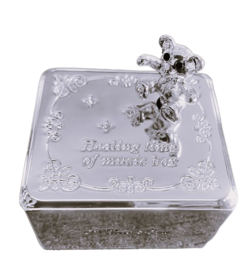 Teddy Musical Silver Plated 'As time to bear the music box will be the healing for you'