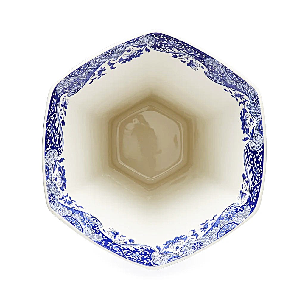 Spode Blue Italian Vase 27cm 10.5" Hexagonal