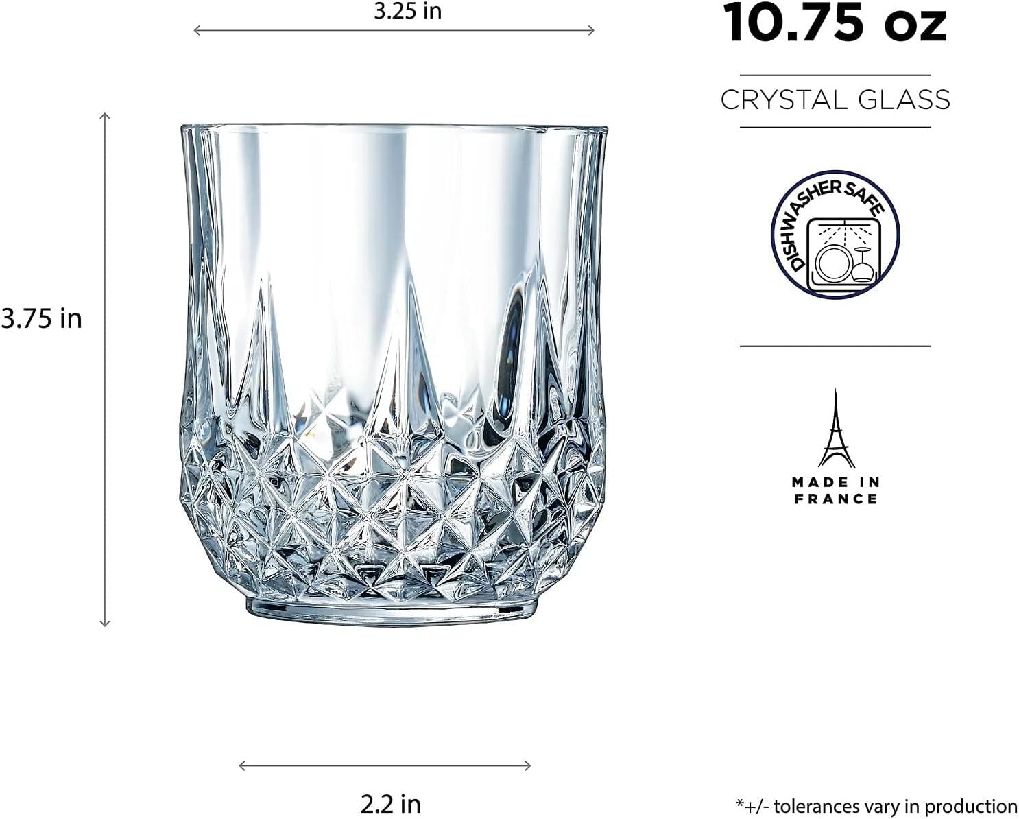 Cristal D'ARQUES Paris Longchamp 6 Double Old Fashioned Crystal Whisky Glass - 320 ml = 10.75-oz