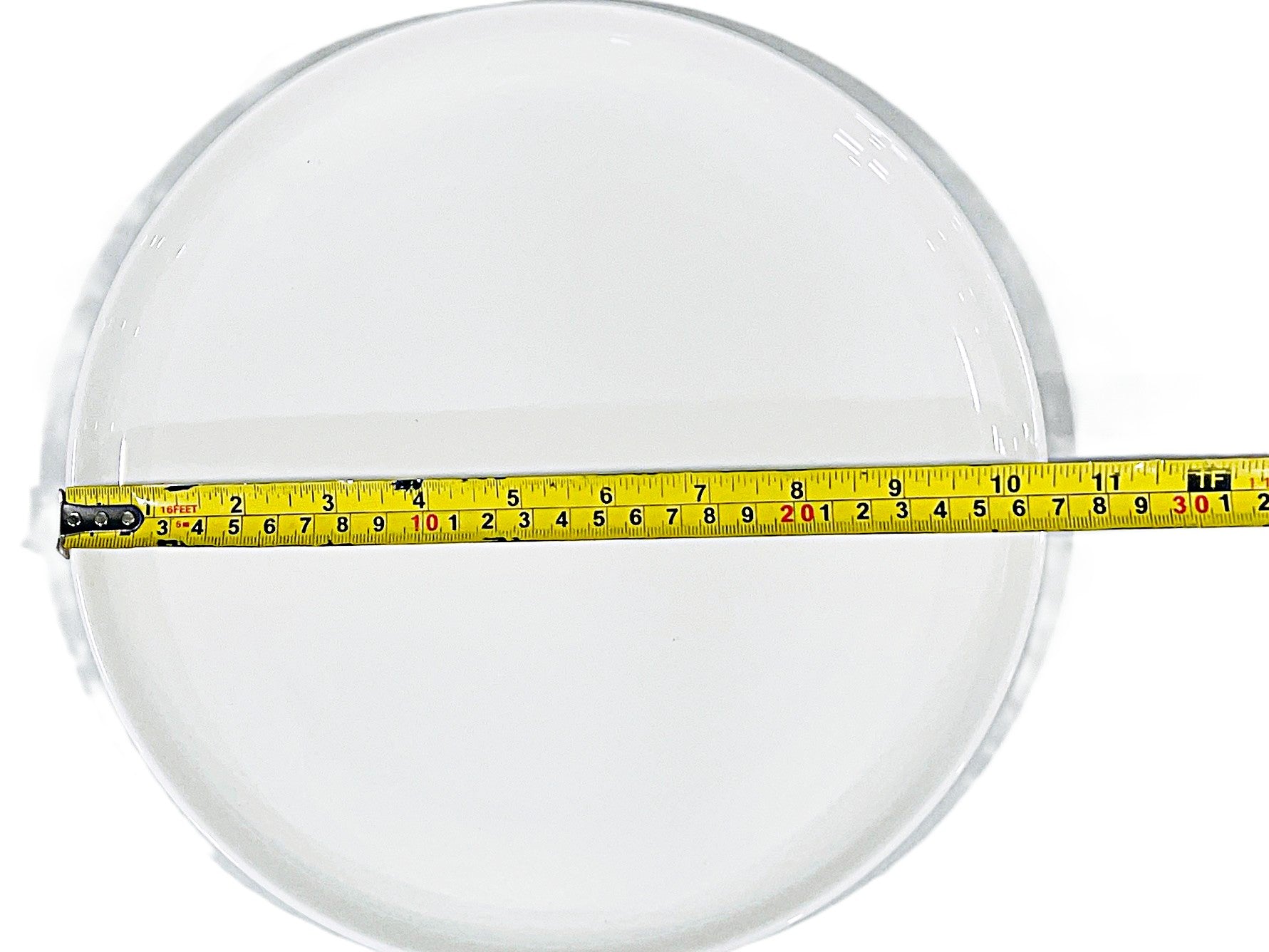 Measuring tape on round Dinner Plate
