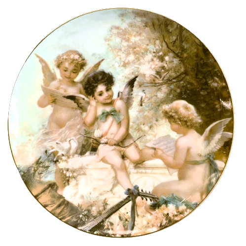 Plate Decorative Cupid Angels Victorian Art 7" Made from Bone China