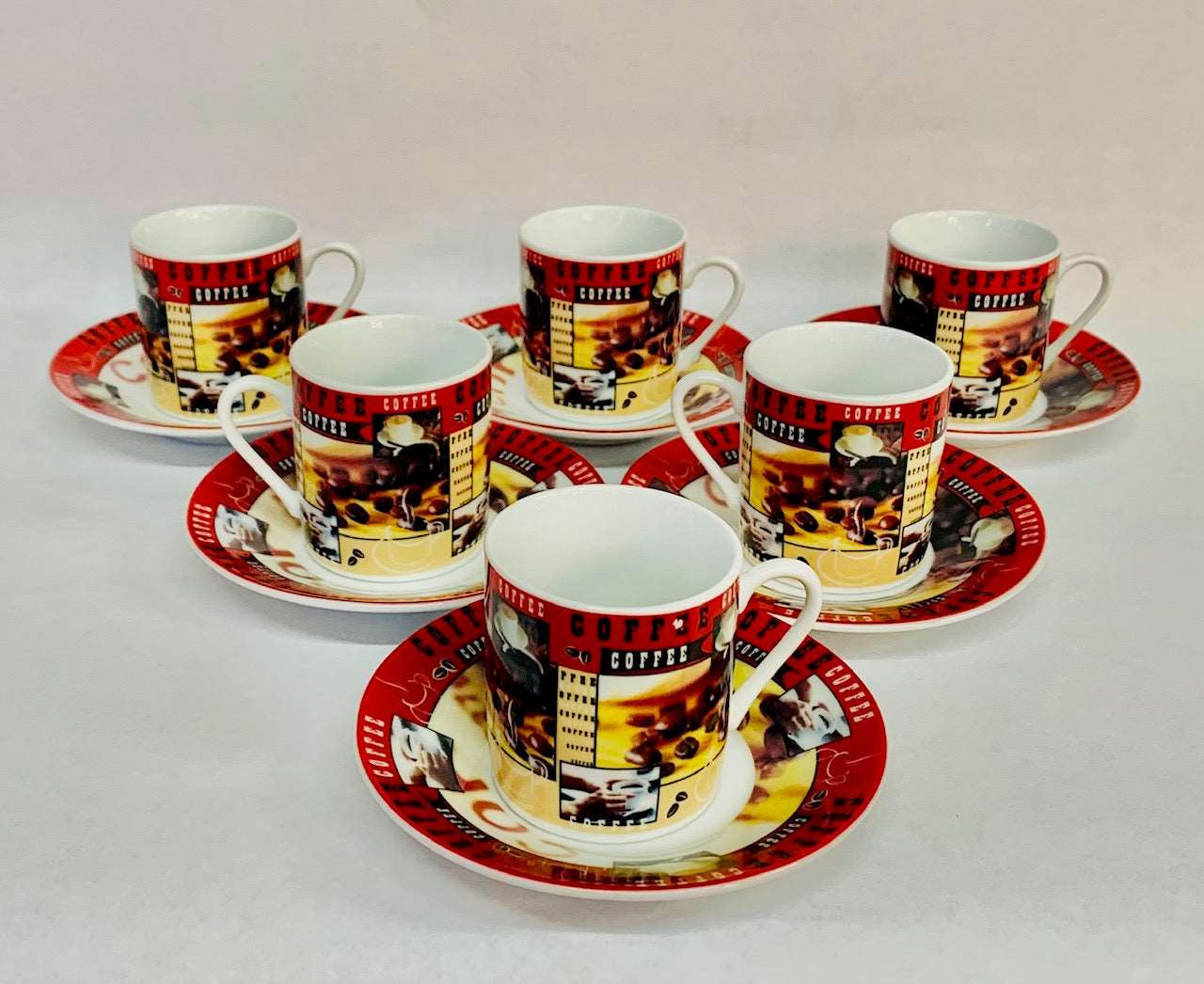 Espresso 6 cups & 6 saucers, Made from porcelain - Royal Gift