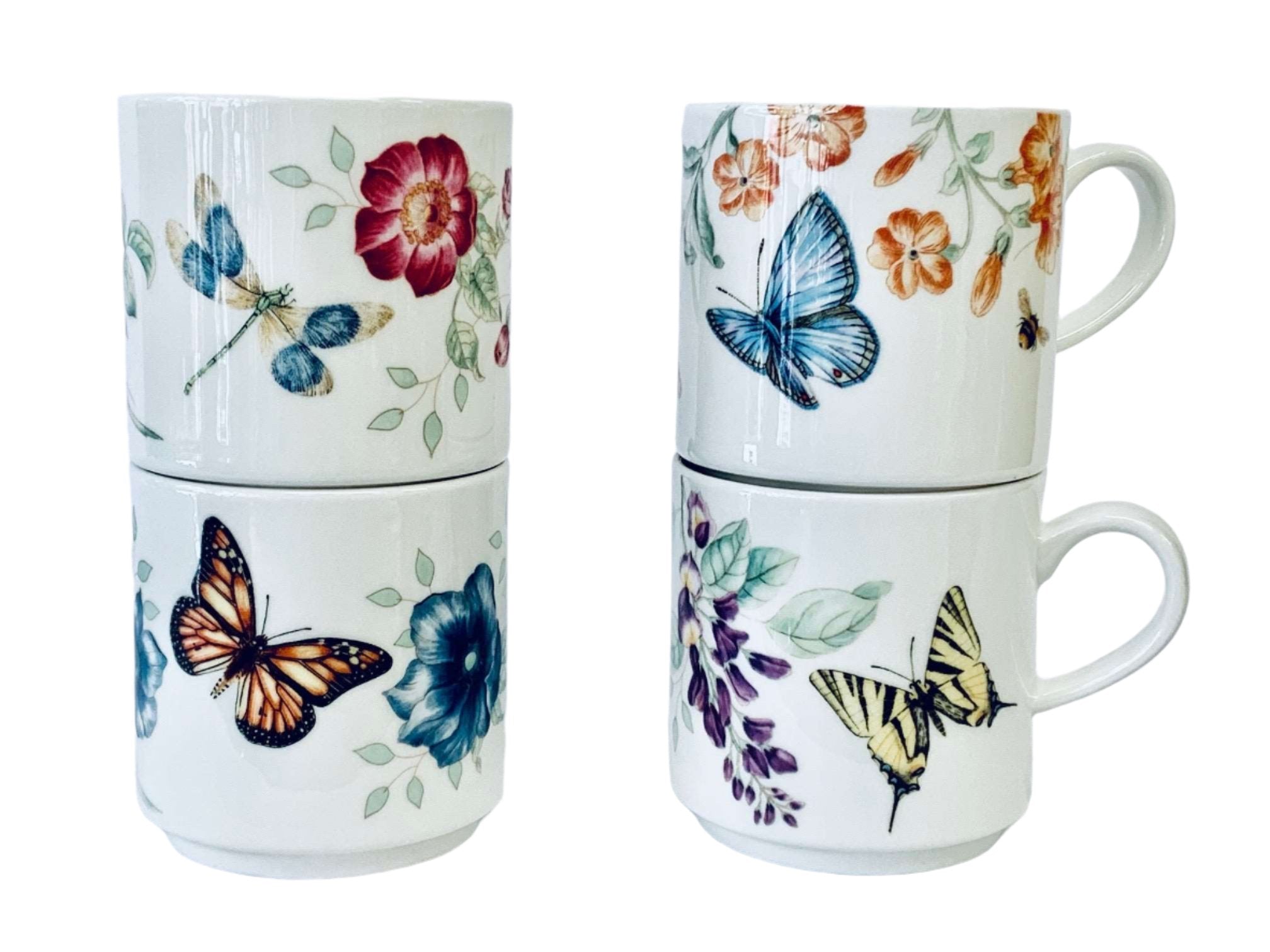 Lenox Butterfly Meadow 4 Mugs stacking