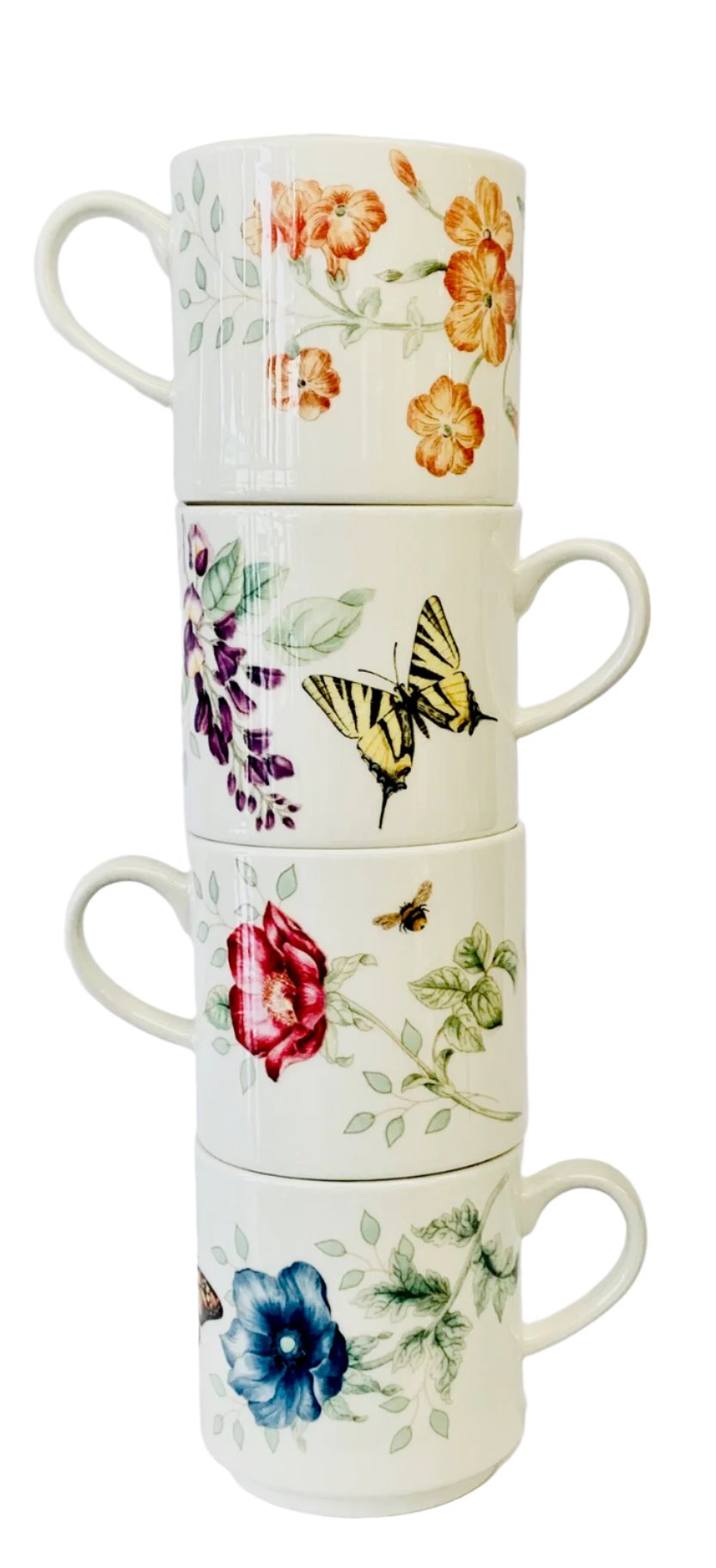 Lenox Butterfly Meadow 4 Mugs stacking