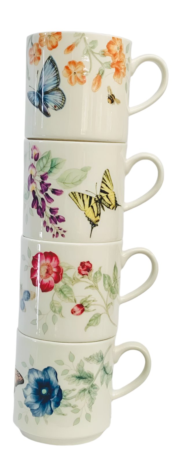 Lenox Butterfly Meadow 4 Mugs stacking