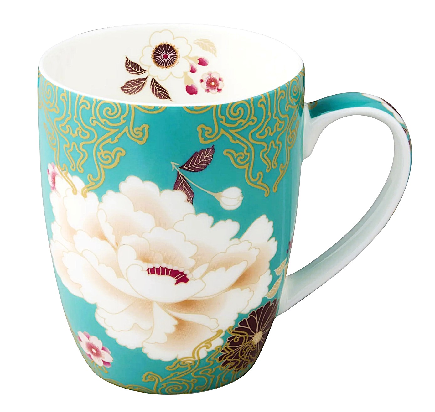 Bone China Decorative mug with floral design on a white background