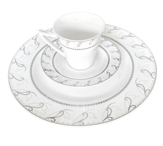 Dinnerware 24 Piece Set, Service for 4 Maria Platinum Collection by Success