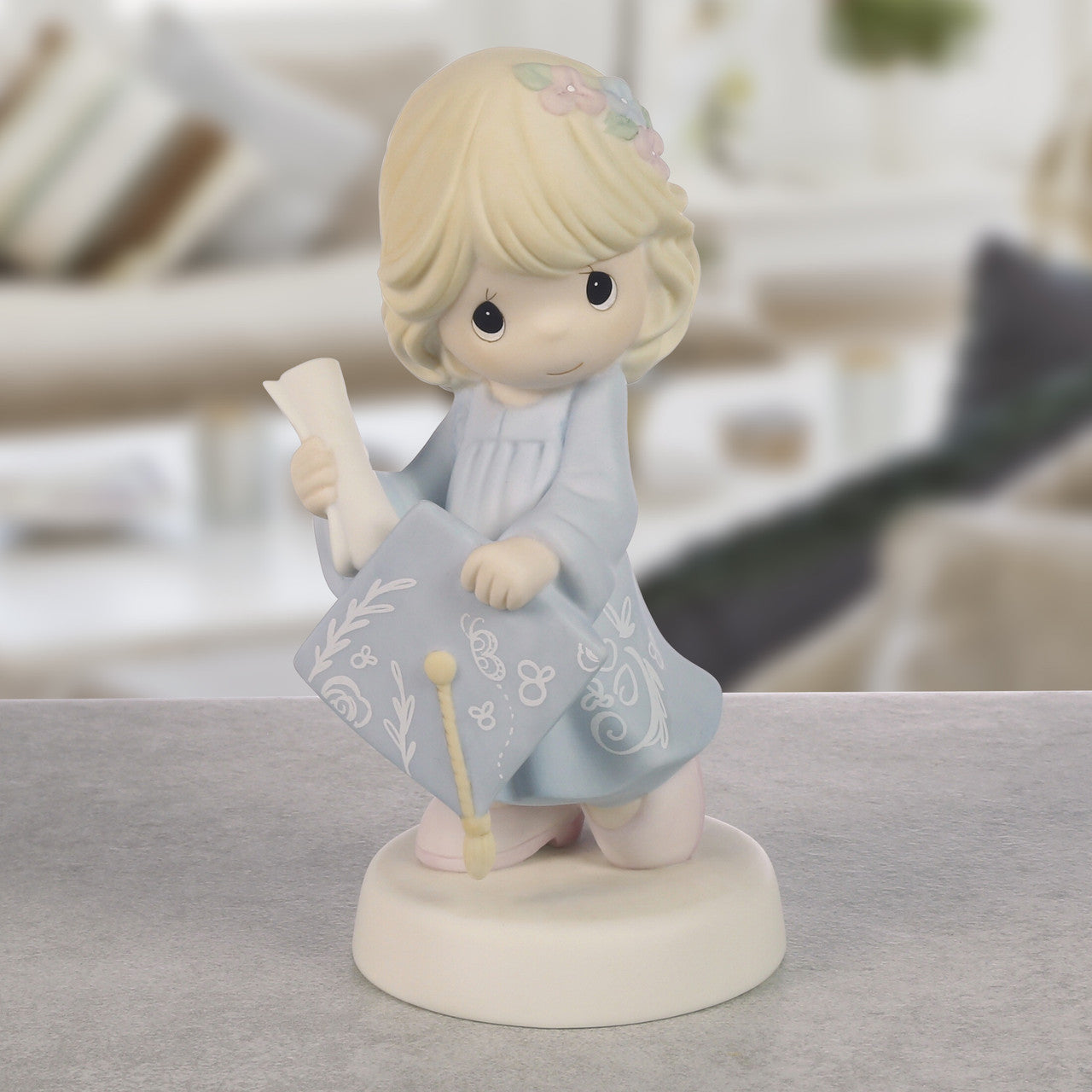 Precious Moments Graduate Girl Figurine 'The Future Belongs To You' Blue Dress Blond