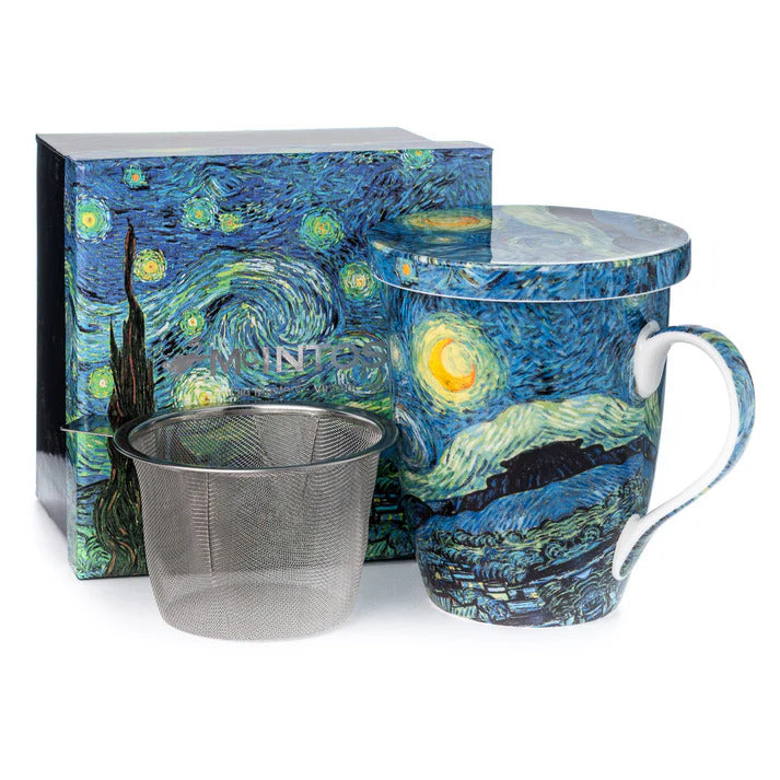 Van Gogh Starry Night Mug with tea filter and cover