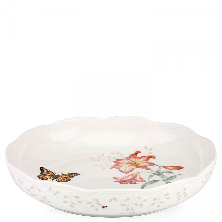 Lenox Butterfly Meadow Low Serving Bowl, White - 11" Round X 2.2"deep