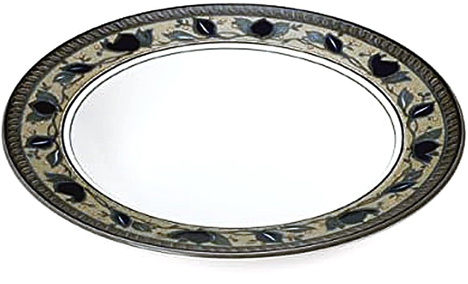 Mikasa Arabella Soup Bowl with a black leaf pattern on a white background